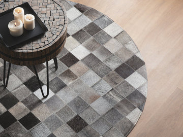 HANDMADE 100% Natural Patchwork Cowhide Area RUG | Hair on Leather Cowhide Carpet | PR98