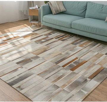 HANDMADE 100% Natural COWHIDE RUG | Genuine Leather Patchwork Carpet for Luxurious Living | PR177