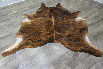 XLarge ( 7.2 x 6.1 ft ) Brazilian Brindle COWHIDE Rug Hair-on Leather Area Rug - Exact as Photo