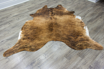 XLarge ( 6.9 x 6.6 ft ) Brazilian Brindle COWHIDE Rug Hair-on Leather Area Rug - Exact as Photo