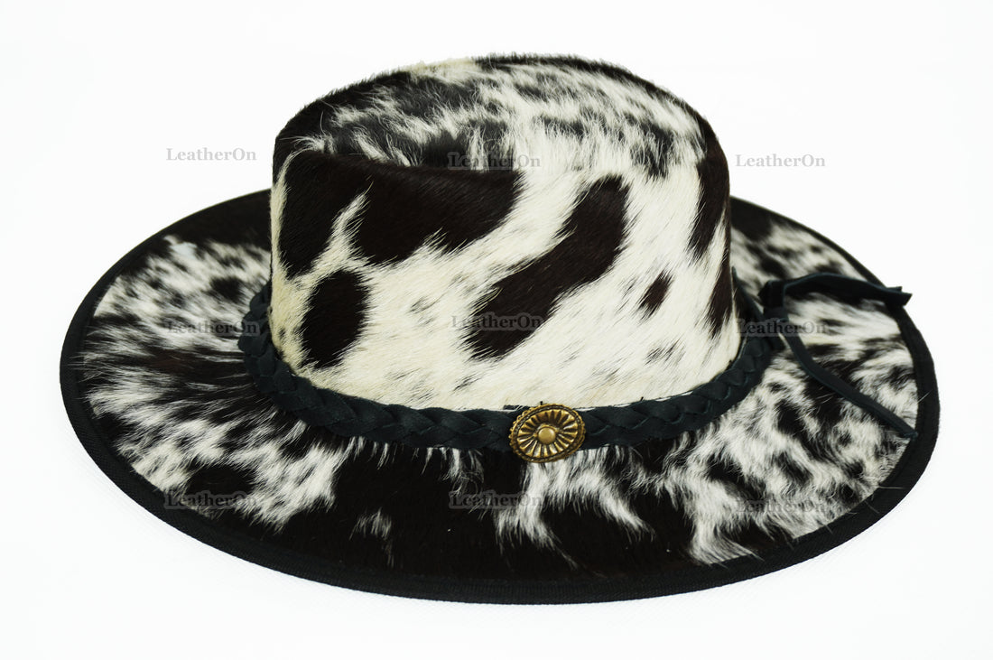 Cowboy Hat | Natural Cowhide Hat | Real Hair on Leather Hat | Western Cowboy Hat | Camel Cowboy Hat | Handmade Cow Skin Hat | Cowgirl hat | HAT1