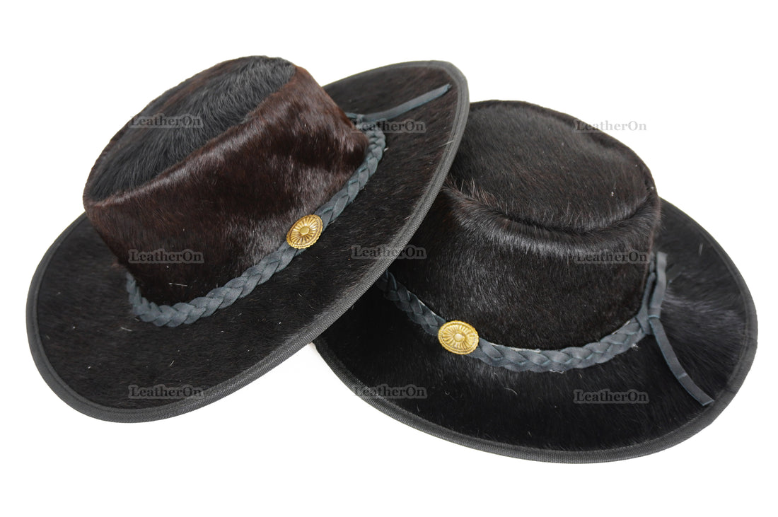 Cowboy Hat | Natural Cowhide Hat | Real Hair on Leather Hat | Western Cowboy Hat | Camel Cowboy Hat | Handmade Cow Skin Hat | Cowgirl hat | HAT5