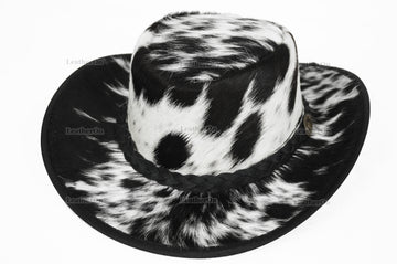 Cowboy Hat | Natural Cowhide Hat | Real Hair on Leather Hat | Western Cowboy Hat | Camel Cowboy Hat | Handmade Cow Skin Hat | Cowgirl hat | HAT1