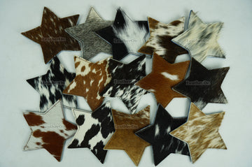 Cowhide Tea Coasters | Real Hair-on-Leather Tea Coasters | Star Shape Multi Color