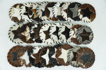 Cowhide Tea Coasters Real Hair-on-Leather Tea Coasters Natural Cow Skin Tea Coasters | CST2