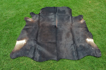 Medium ( 5 X 5 ft ) Exact As Photo, Natural Cowhide Hair-on Leather Rug (C232)