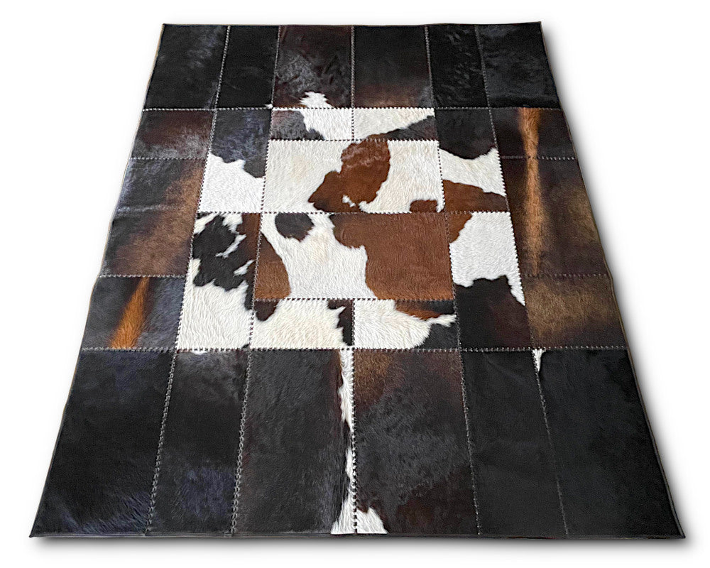 Handcrafted Natural Leather RUG for Interior Floor | Genuine Cowhide Patchwork Rug for Hallways and Living Rooms | Mixed color Carpet | PR184