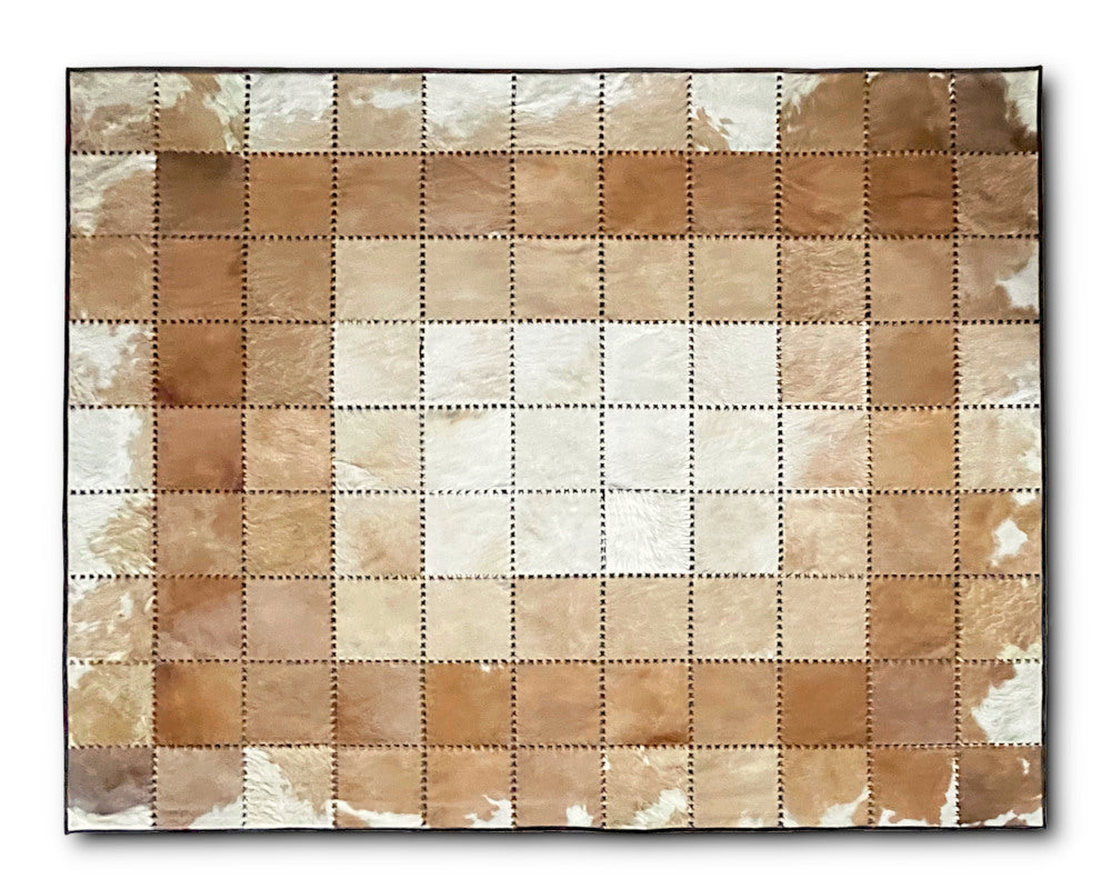 100% Cowhide Patchwork Carpet - Luxurious Floor Covering | Hallway Runner | Leather Floor Area Rug | 519