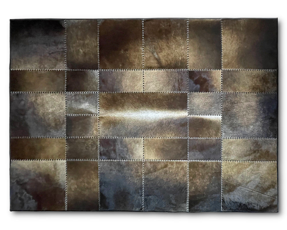 Unique Interior Decor: Handcrafted Cowhide Leather Rug | Hair on Patchwork Carpet | 515