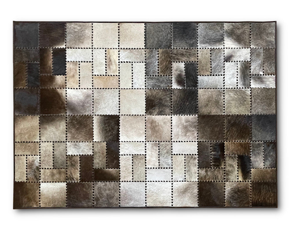 Natural Cow Skin Silky Smooth Carpet | Artisanal Cowhide Patchwork Rug for Interior Decorating | Hallway Runner | 507