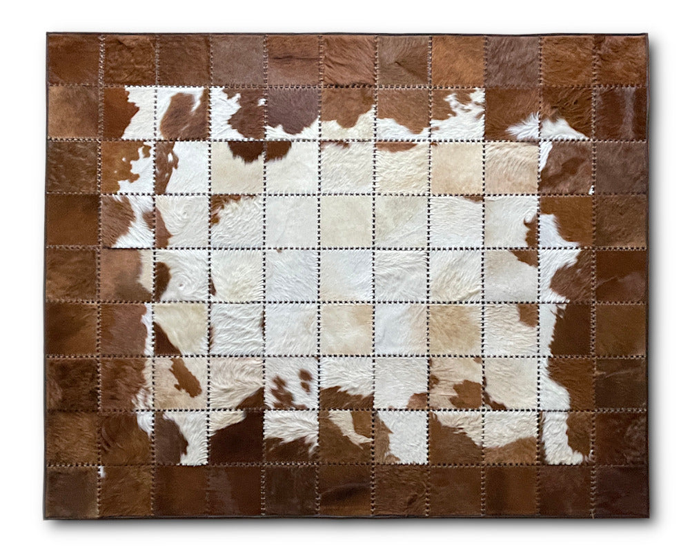 Patchwork Cowhide Area Rug, Handwoven 100% Natural Cow Skin RUG | Hallway Runner | Hair on Leather Cowhide Carpet | 505