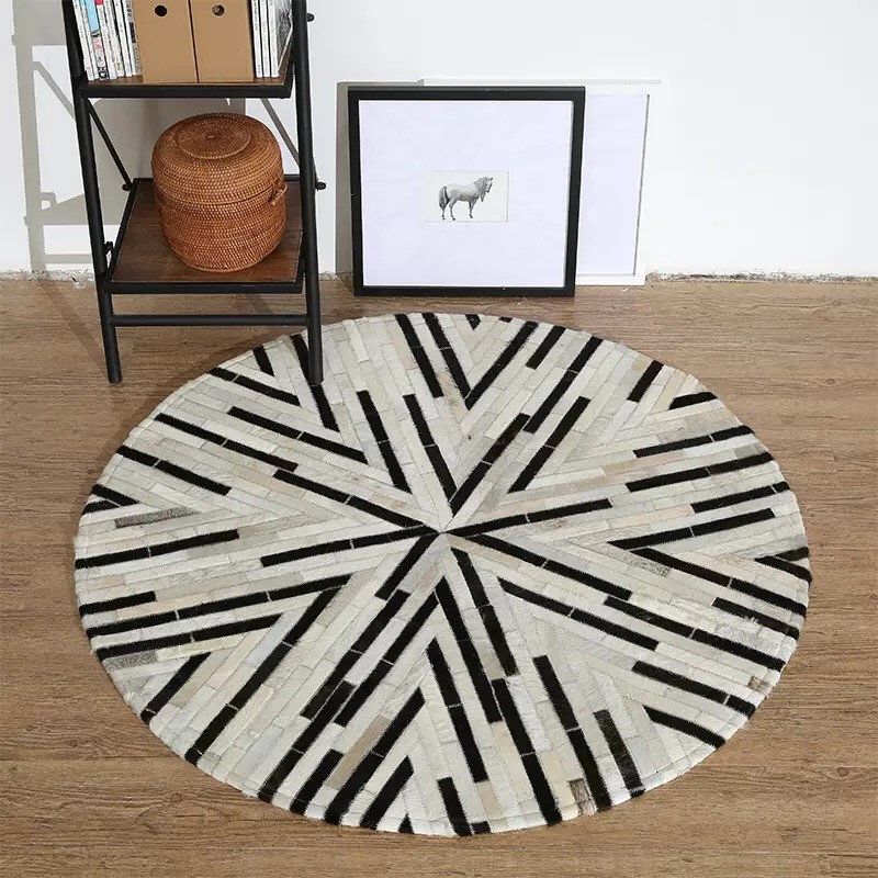 HANDMADE 100% Natural Patchwork Cowhide Area Rug | Hair on Leather Cowhide Carpet | PR78