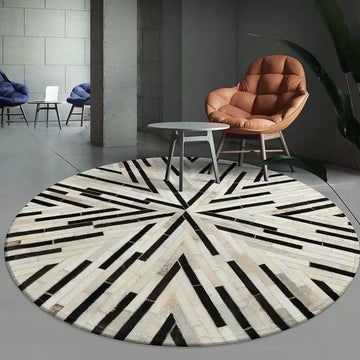 HANDMADE 100% Natural Patchwork Cowhide Area Rug | Hair on Leather Cowhide Carpet | PR78