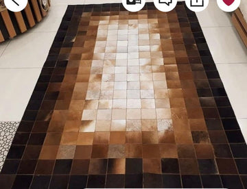 HANDMADE 100% Natural COWHIDE Patchwork Area Rug | Cowhide Leather Rug Runner for Stylish Hallways | Hair on Leather Carpet
