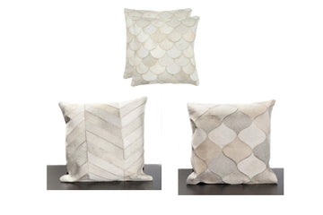 Cowhide Patchwork Pillow Covers Natural Cowhide Pillow Cases 100% Real Hair on Leather Patchwork Cushion Covers