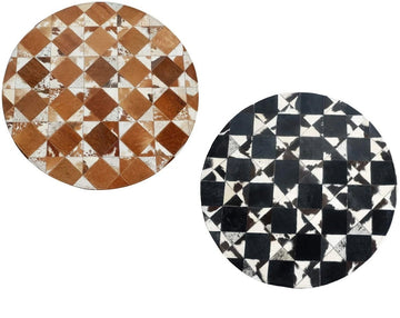 Exquisite Handcrafted Cowhide Masterpiece, 100% Natural Patchwork Area Rug | Hair on Leather Cowhide Carpet | PR109