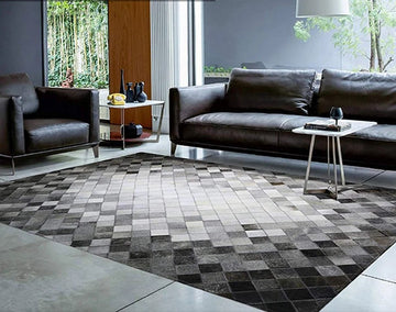 HANDMADE 100% Natural Patchwork COWHIDE RUG | Real Cowhide Hallway Runner | Hair on Leather Carpet | PR18