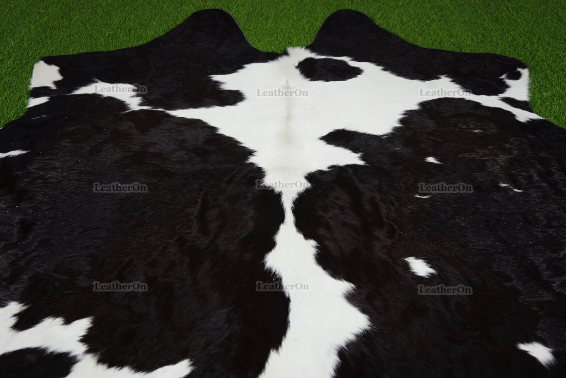 Black White Cowhide (5 X 5.5 ft.) Exact As Photo Cowhide Rug | 100% Natural Cowhide Area Rug | Real Hair-on Leather Cowhide Rug | C879