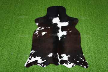 Tricolor Cowhide (4 X 3 ft.) Exact As Photo Cowhide Rug | 100% Natural Cowhide Area Rug | Real Hair-on Leather Cowhide Rug | C882