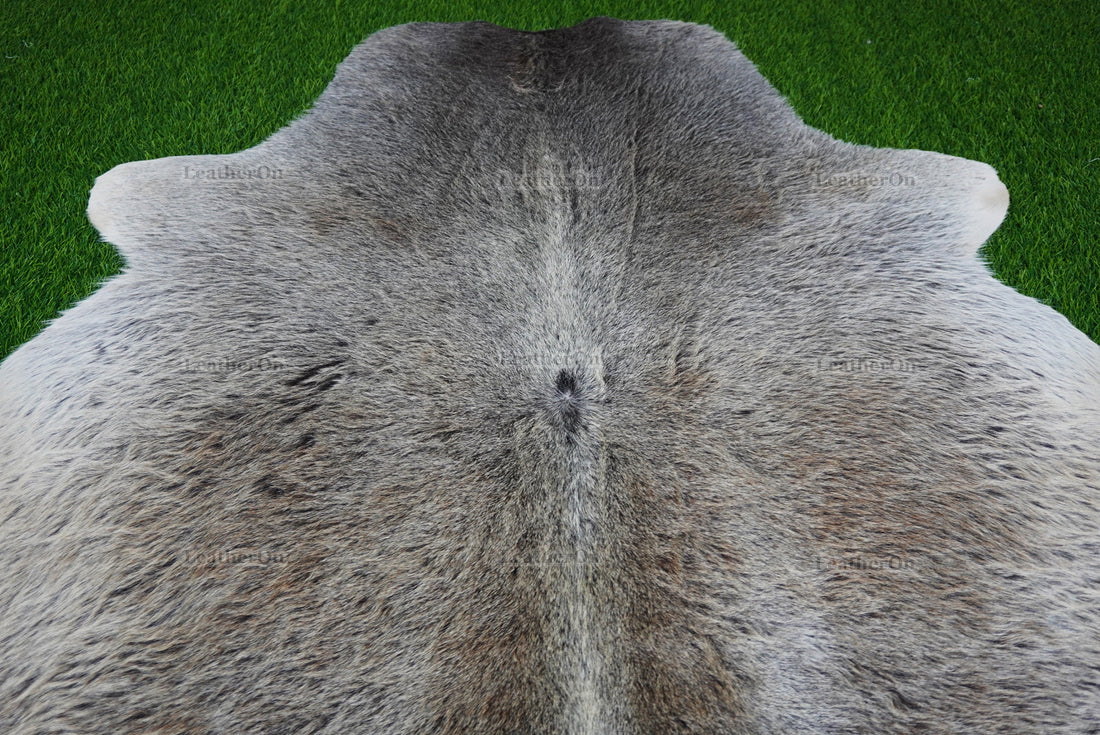 Gray White Cowhide (4 X 4 ft.) Exact As Photo Cowhide Rug | 100% Natural Cowhide Area Rug | Real Hair-on Leather Cowhide Rug | C884