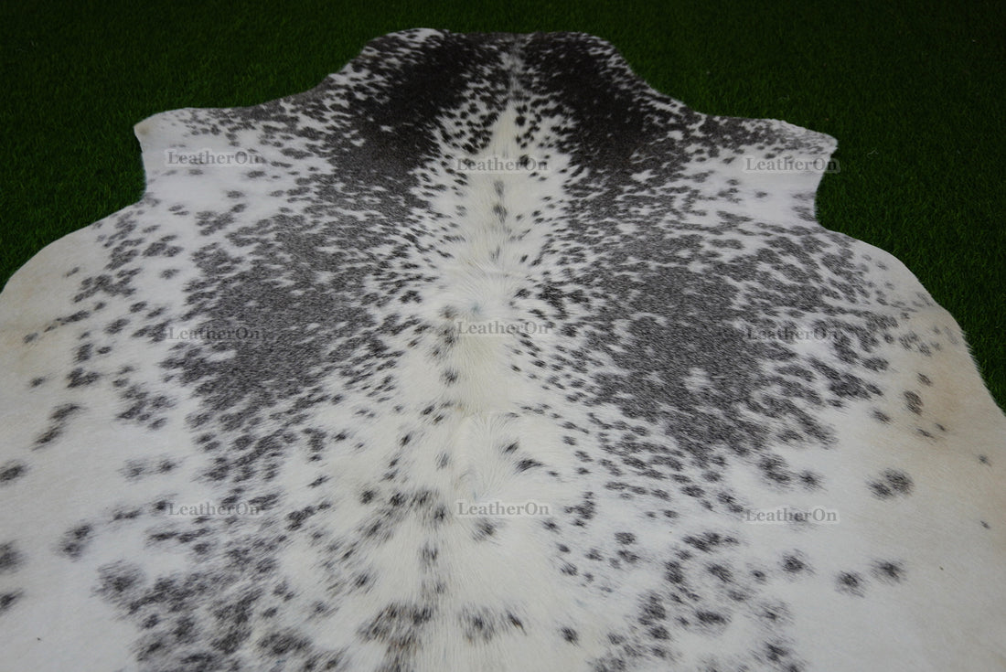 Gray White Cowhide (4.5 X 4.5 ft.) Exact As Photo Cowhide Rug | 100% Natural Cowhide Area Rug | Real Hair-on Leather Cowhide Rug | C886