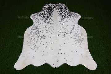 Gray White Cowhide (4 X 4.4 ft.) Exact As Photo Cowhide Rug | 100% Natural Cowhide Area Rug | Real Hair-on Leather Cowhide Rug | C887