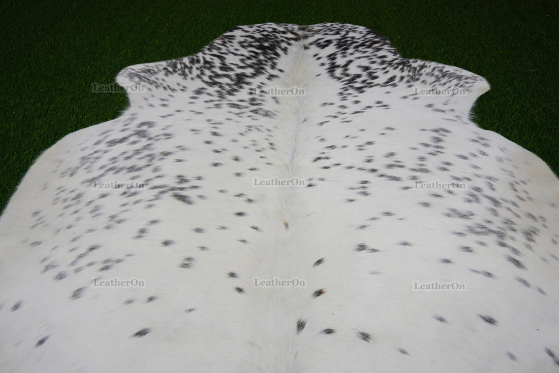 Gray White Cowhide (4 X 4.4 ft.) Exact As Photo Cowhide Rug | 100% Natural Cowhide Area Rug | Real Hair-on Leather Cowhide Rug | C887