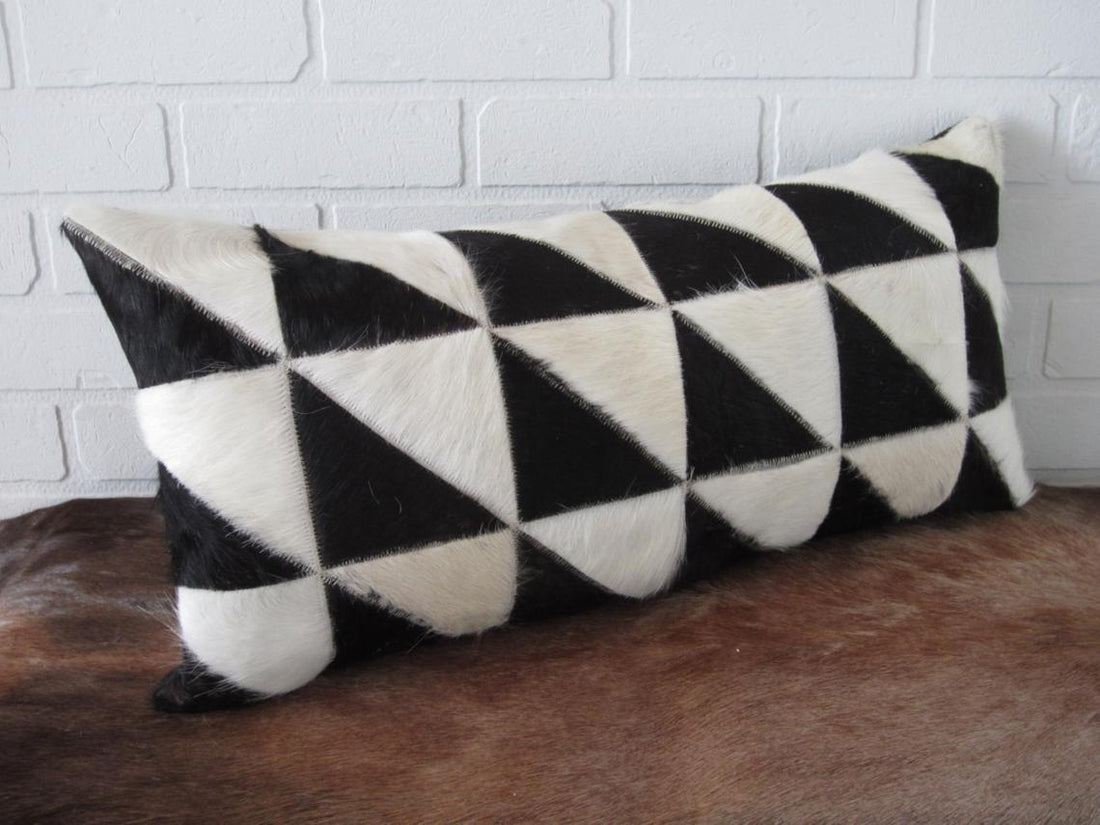 Cowhide Pillows Covers (12X 24 inch) 100% Natural Hair on Cowhide Leather Pillow Cases Real Cowhide Cushion Covers
