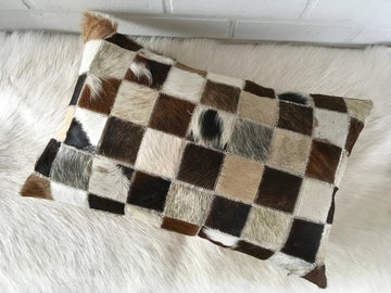 Cowhide Pillows Covers (12X 24 inch) 100% Natural Hair on Cowhide Leather Pillow Cases Real Cowhide Cushion Covers