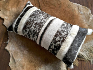 Cowhide Pillows Covers (12X 24 inch) 100% Natural Hair on Cowhide Leather Pillow Cases Real Cowhide Cushion Covers