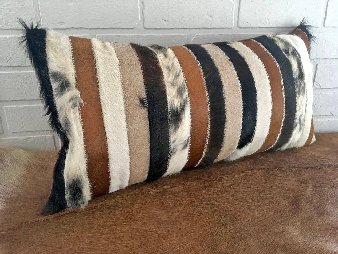Cowhide Pillows Covers (12X 24 inch) 100% Natural Hair on Cowhide Leather Pillow Cases Real Cowhide Cushion Covers