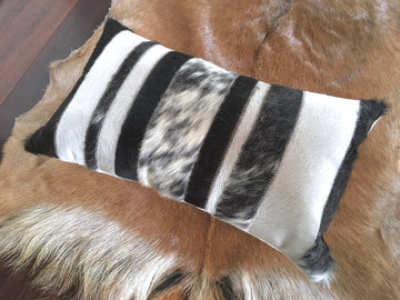 Cowhide Pillows Covers (12X 24 inch) 100% Natural Hair on Cowhide Leather Pillow Cases Real Cowhide Cushion Covers