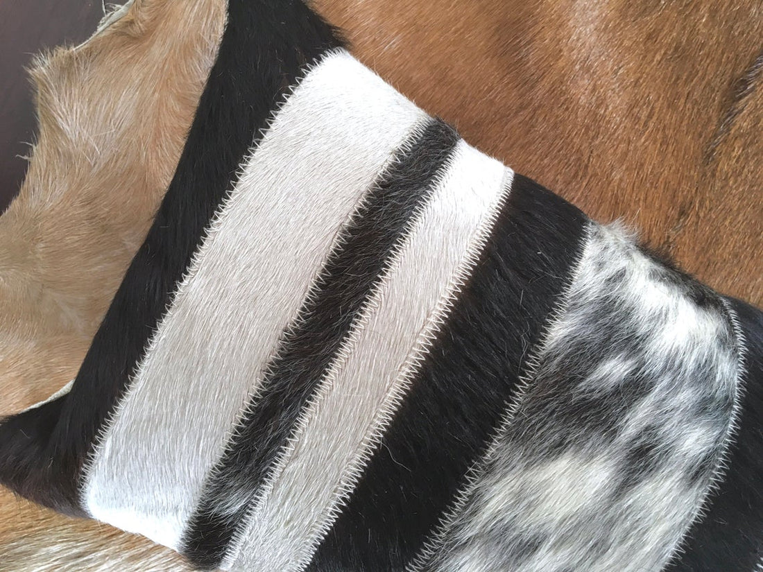 Cowhide Pillows Covers (12X 24 inch) 100% Natural Hair on Cowhide Leather Pillow Cases Real Cowhide Cushion Covers