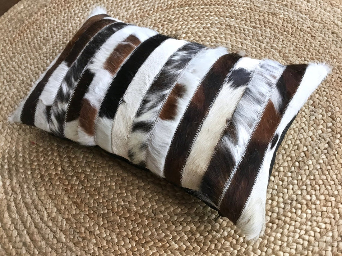 Cowhide Pillows Covers (12X 24 inch) 100% Natural Hair on Cowhide Leather Pillow Cases Real Cowhide Cushion Covers