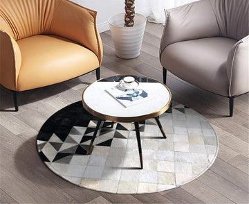 HANDMADE 100% Natural Patchwork Cowhide Area Rug | Hair on Leather Cowhide Carpet | PR162