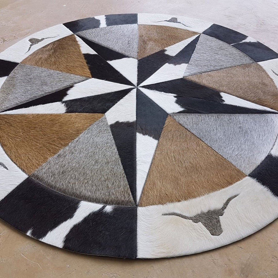 HANDMADE 100% Natural COWHIDE RUG | Patchwork Cowhide Area Rug | Hair on Leather Cowhide Carpet | PR158