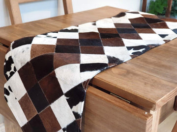 Handmade 100% Natural Cowhide Table Runner | Hair on Leather Patchwork Cow hide Table Runner | TBR15