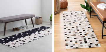 HANDMADE 100% Natural COWHIDE RUG | Patchwork Cowhide Area Rug | Real Cowhide Hallway Runner | Hair on Leather Cowhide Carpet | PR47