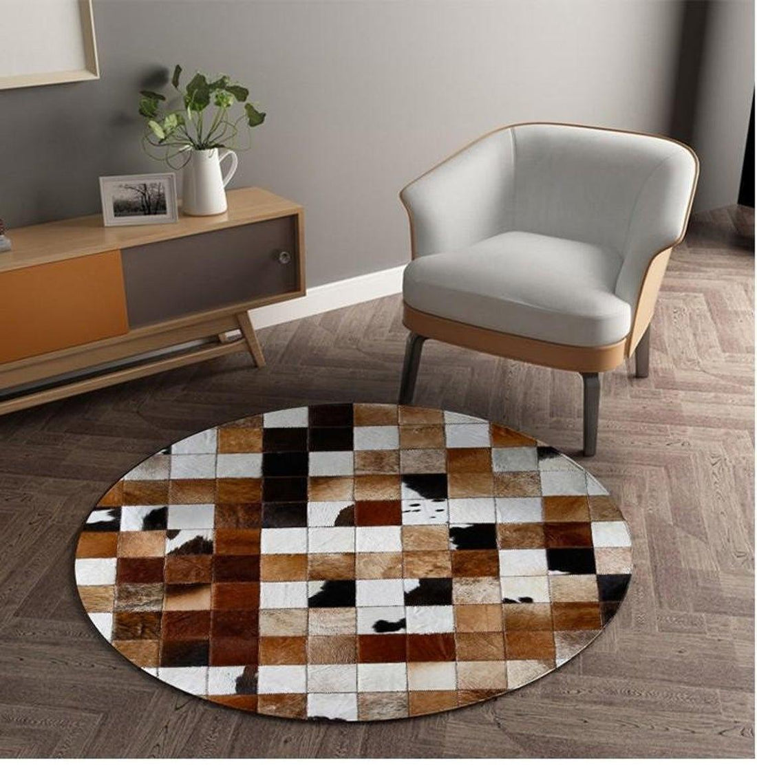 HANDMADE 100% Natural COWHIDE RUG | Patchwork Cowhide Area Rug | Hair on Leather Cowhide Carpet | PR93