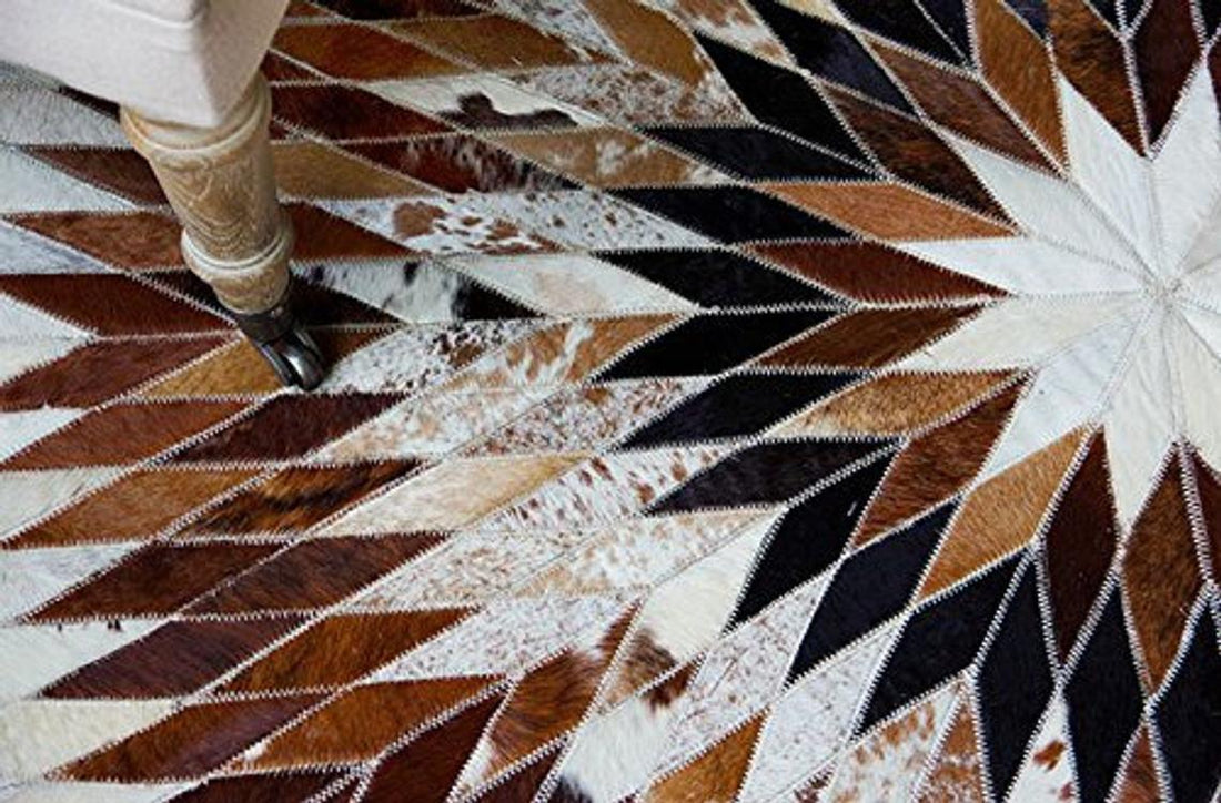 HANDMADE 100% Natural COWHIDE RUG | Patchwork Cowhide Area Rug | Hair on Leather Cowhide Carpet | PR95