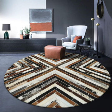 HANDMADE 100% Natural Patchwork Cowhide Area Rug | Hair on Leather Cowhide Carpet | PR99