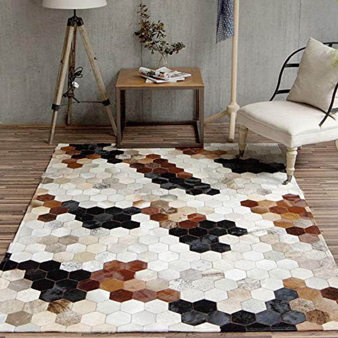 HANDMADE 100% Natural COWHIDE RUG | Patchwork Cowhide Area Rug | Real Cowhide Hallway Runner | Hair on Leather Cowhide Carpet | PR51