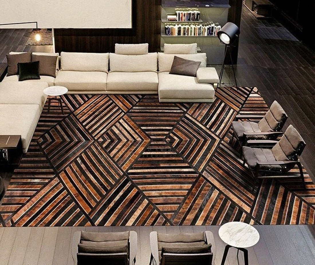 HANDMADE 100% Natural COWHIDE RUG | Patchwork Cowhide Area Rug | Real Cowhide Hallway Runner | Hair on Leather Cowhide Carpet | PR29