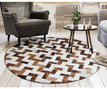 HANDMADE 100% Natural Patchwork Cowhide Area Rug | Hair on Leather Cowhide Carpet | PR104