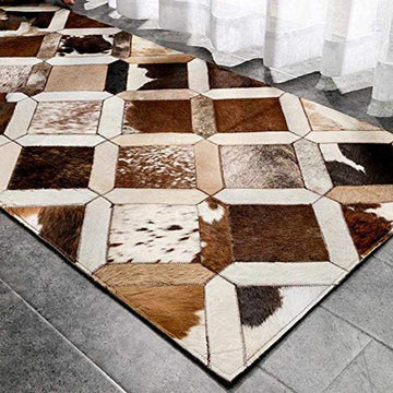 HANDMADE 100% Natural COWHIDE RUG | Patchwork Cowhide Area Rug | Real Cowhide Hallway Runner | Hair on Leather Cowhide Carpet | PR34