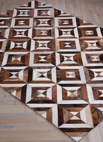 Unique Design, HANDMADE Multicolor Patchwork RUG | Real Cowhide Hallway Runner | Leather Carpet | PR185