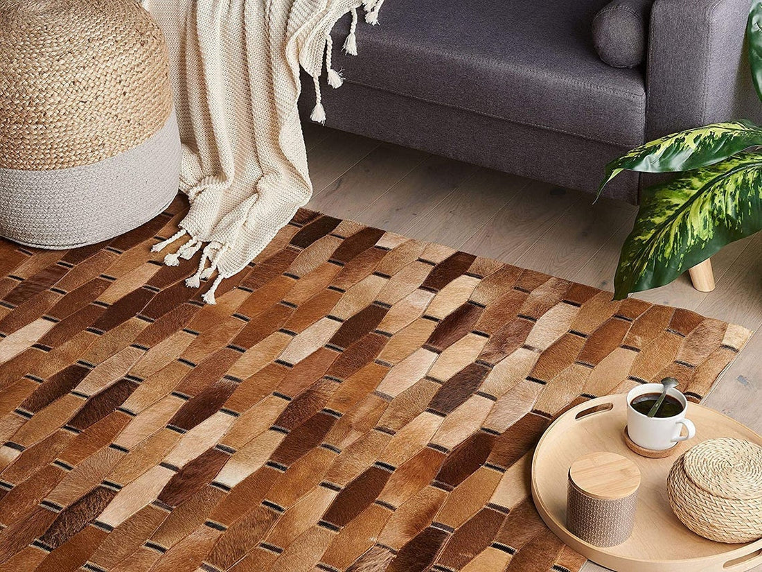 HANDMADE 100% Natural COWHIDE RUG | Patchwork Cowhide Area Rug | Real Cowhide Hallway Runner | Hair on Leather Cowhide Carpet | PR27