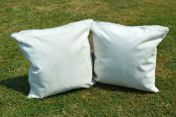 Double Sided Natural Pure White Cowhide Pillow Covers Real Hair on Leather Pillow Cases Natural Cow Skin Cushion Covers | PLW112
