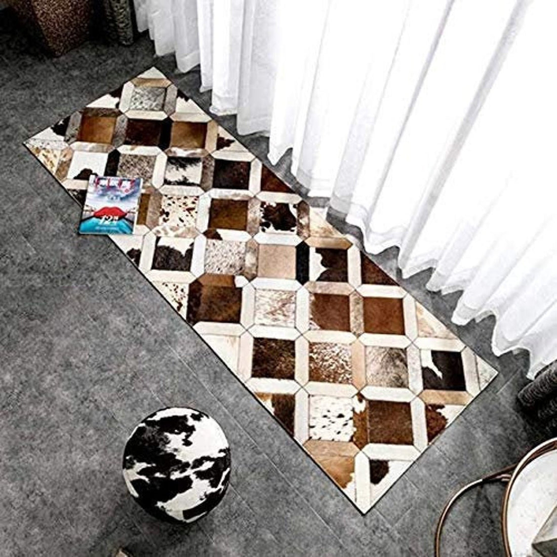 HANDMADE 100% Natural COWHIDE RUG | Patchwork Cowhide Area Rug | Real Cowhide Hallway Runner | Hair on Leather Cowhide Carpet | PR34