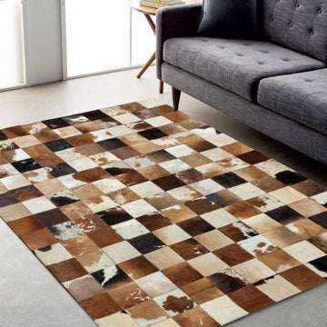 HANDMADE 100% Natural COWHIDE RUG | Patchwork Cowhide Area Rug | Real Cowhide Hallway Runner | Hair on Leather Cowhide Carpet | PR26